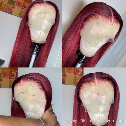 Cheap Hd Full 99J Red Colored Raw Brazilian 100% Virgin Human Hair HD Full Lace Wig Lace Front Wig Human Hair For Black Women